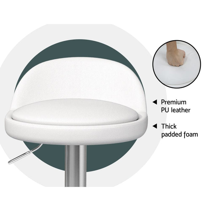 Artiss 4x Bar Stools Pu Leather Gas Lift White