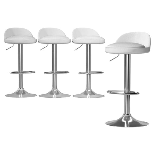 Artiss 4x Bar Stools Pu Leather Gas Lift White