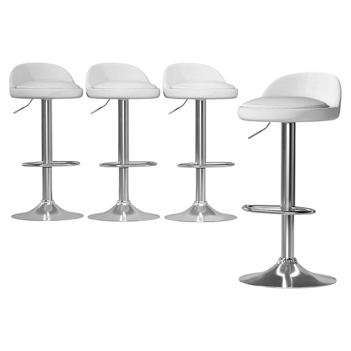 Artiss 4x Bar Stools Pu Leather Gas Lift White