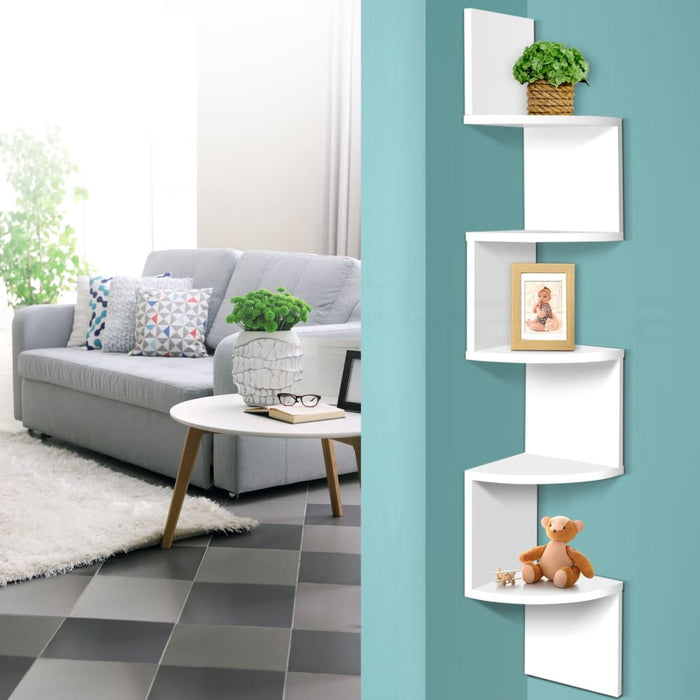 Goslash Picks Artiss 5 Tier Corner Wall Shelf - White