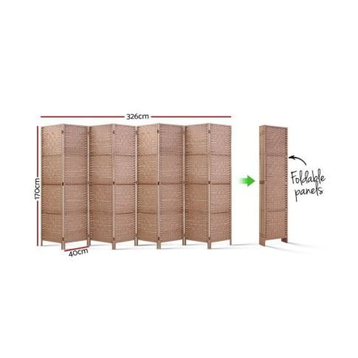 Artiss 8 Panel Room Divider Screen Privacy Rattan Timber