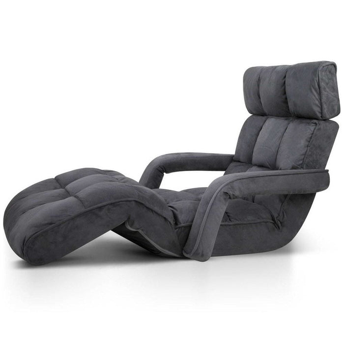 Artiss Adjustable Lounger With Arms - Charcoal