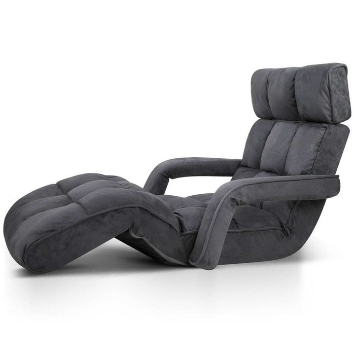 Artiss Adjustable Lounger with Arms - Charcoal