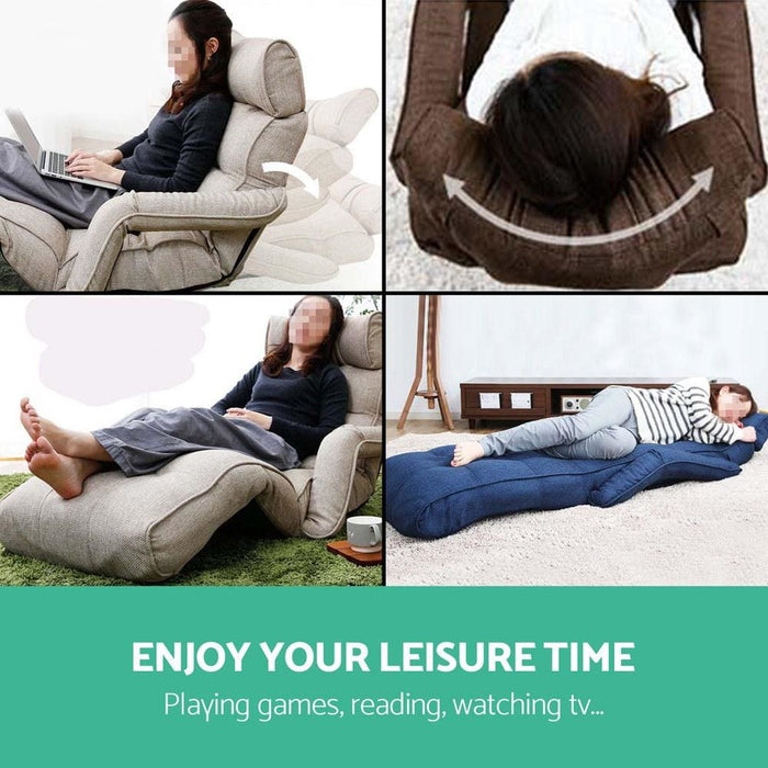 Artiss Adjustable Lounger with Arms - Charcoal