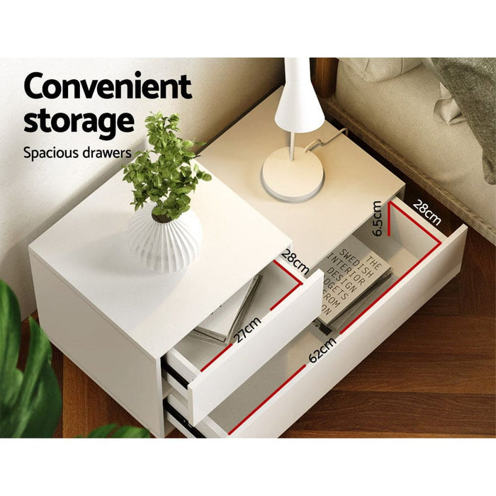 Artiss Bedside Tables 2 Drawers Side Table Rgb Led High