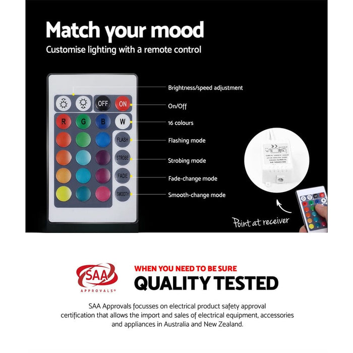 Artiss Bedside Tables Drawers Side Table Rgb Led High Gloss