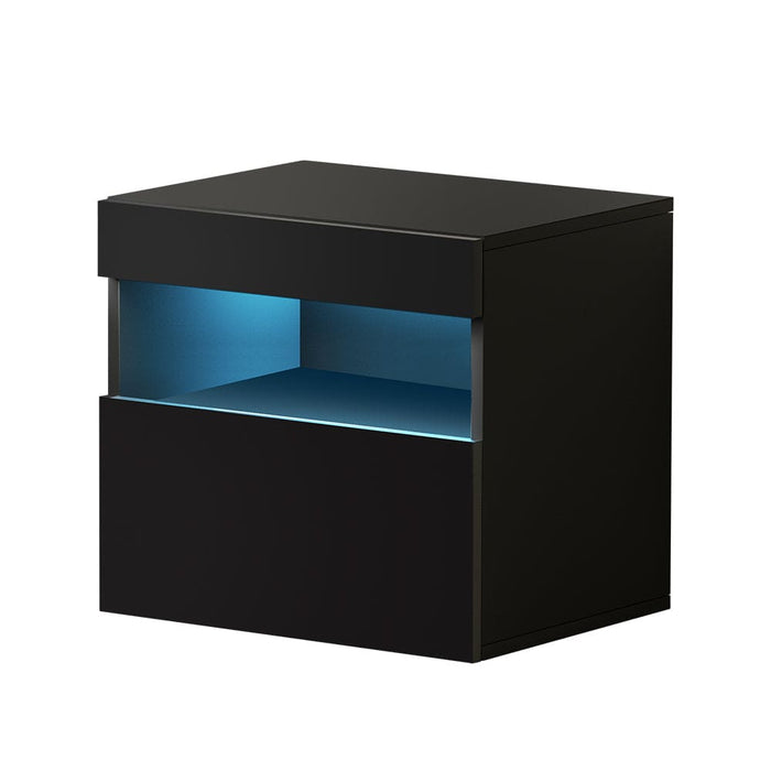 Artiss Bedside Tables Drawers Side Table Rgb Led High Gloss