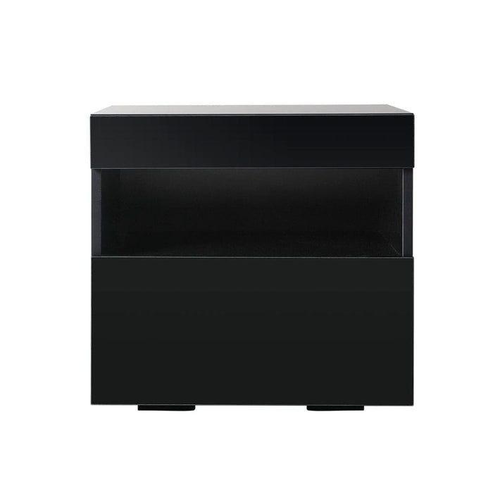 Artiss Bedside Tables Drawers Side Table Rgb Led High Gloss