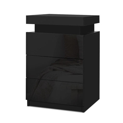 Artiss Bedside Tables Side Table 3 Drawers Rgb Led High