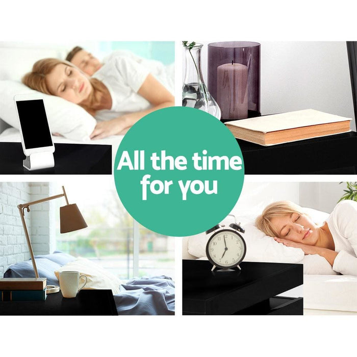 Artiss Bedside Tables Side Table 3 Drawers Rgb Led High