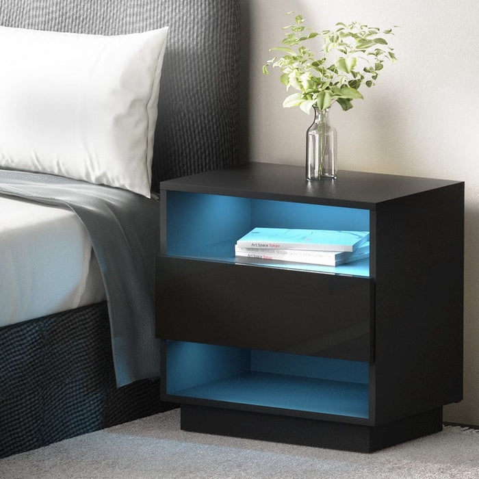 Artiss Bedside Tables Side Table Rgb Led Drawers Nightstand
