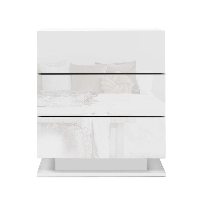 Artiss Bedside Tables Side Table Rgb Led Lamp 3 Drawers