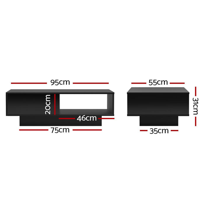 Artiss Coffee Table Led Lights High Gloss Storage Drawer