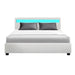 Artiss Cole Led Bed Frame Pu Leather Gas Lift Storage
