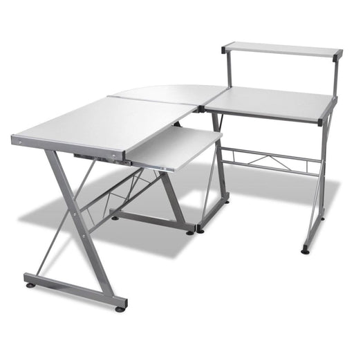 Artiss Corner Metal Pull out Table Desk - White
