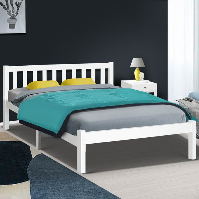 Artiss Double Full Size Wooden Bed Frame Sofie Pine Timber