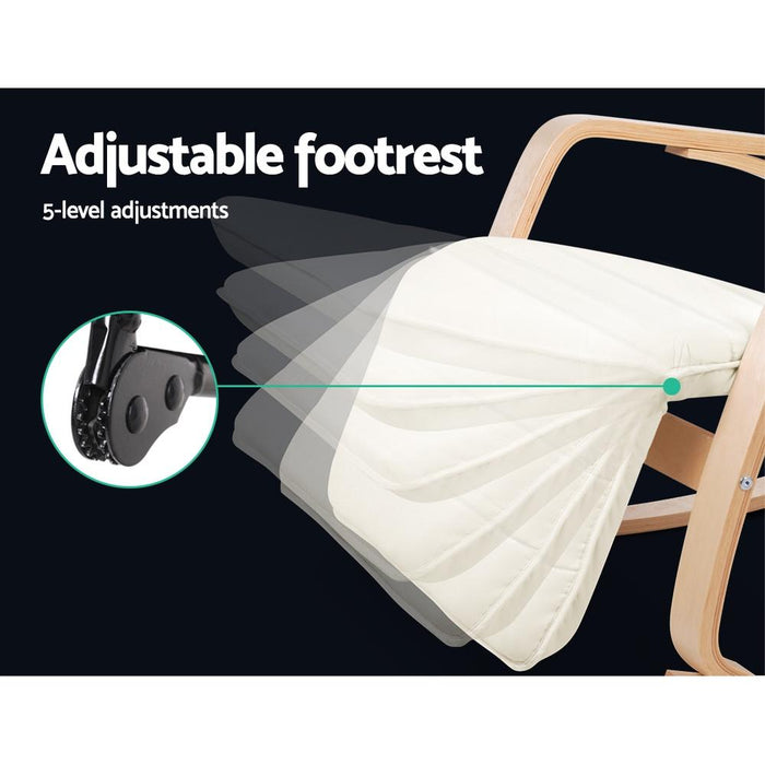 Artiss Fabric Rocking Armchair with Adjustable Footrest