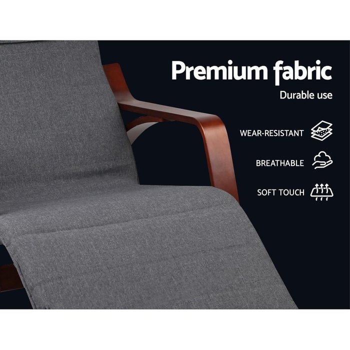 Artiss Fabric Rocking Armchair With Adjustable Footrest