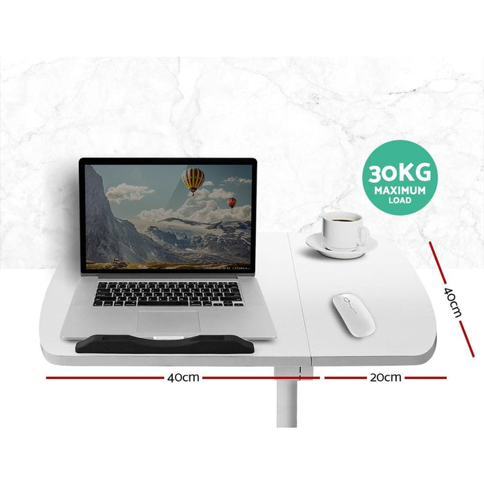 Artiss Laptop Table Desk Adjustable Stand with Fan - White