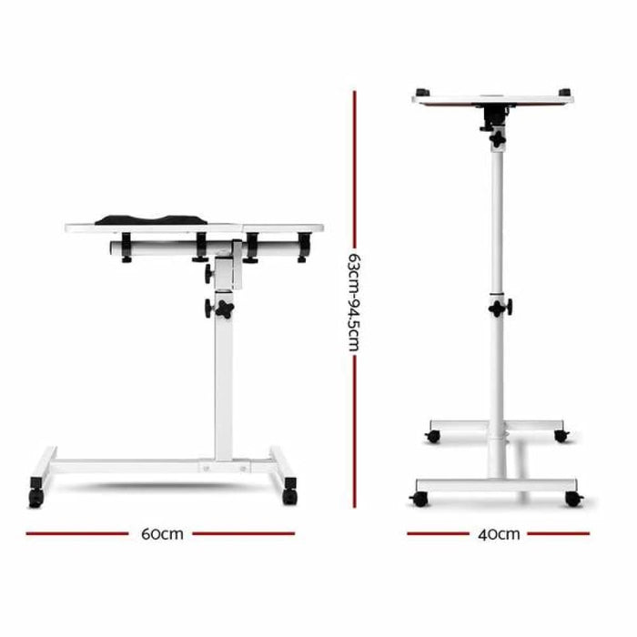 Artiss Laptop Table Desk Adjustable Stand with Fan - White