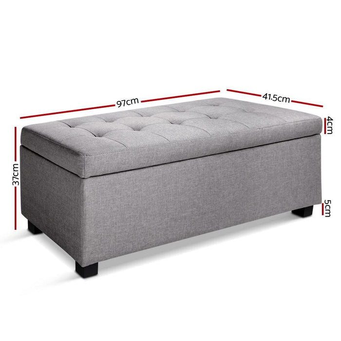Artiss Large Fabric Storage Ottoman - Light Grey