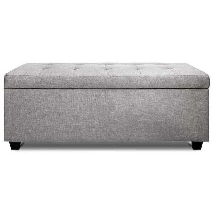 Artiss Large Fabric Storage Ottoman - Light Grey