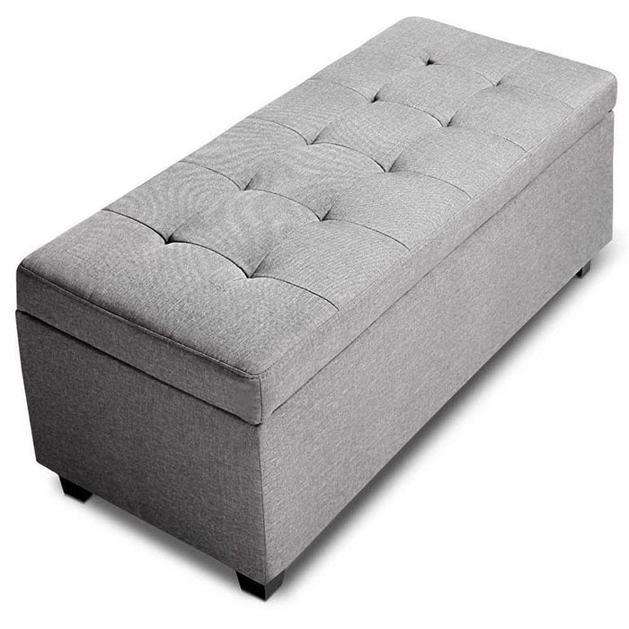 Artiss Large Fabric Storage Ottoman - Light Grey
