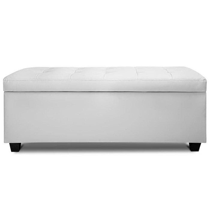 Artiss Large Pu Leather Storage Ottoman - White