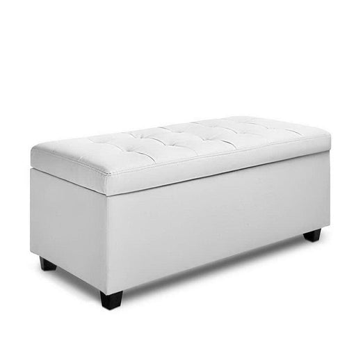 Artiss Large Pu Leather Storage Ottoman - White
