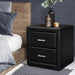Artiss Pvc Pu Leather Bedside Table - Black