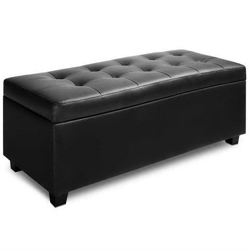 Artiss Pu Leather Storage Ottoman - Black