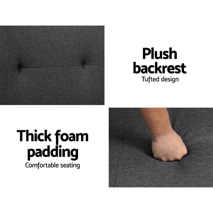 Artiss Linen Fabric 3 Seater Sofa Bed Recliner Lounge Couch