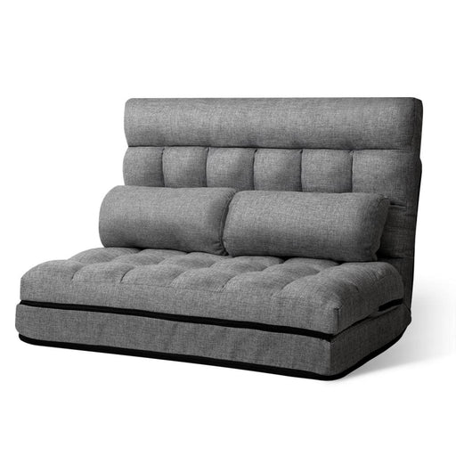 Artiss Lounge Sofa Bed 2 - seater Floor Folding Fabric Grey