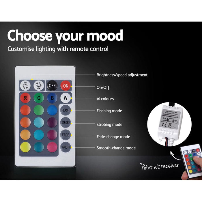 Artiss Lumi Led Bed Frame Pu Leather Gas Lift Storage