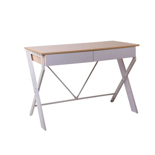 Artiss Metal Desk with Drawer - White Oak Top