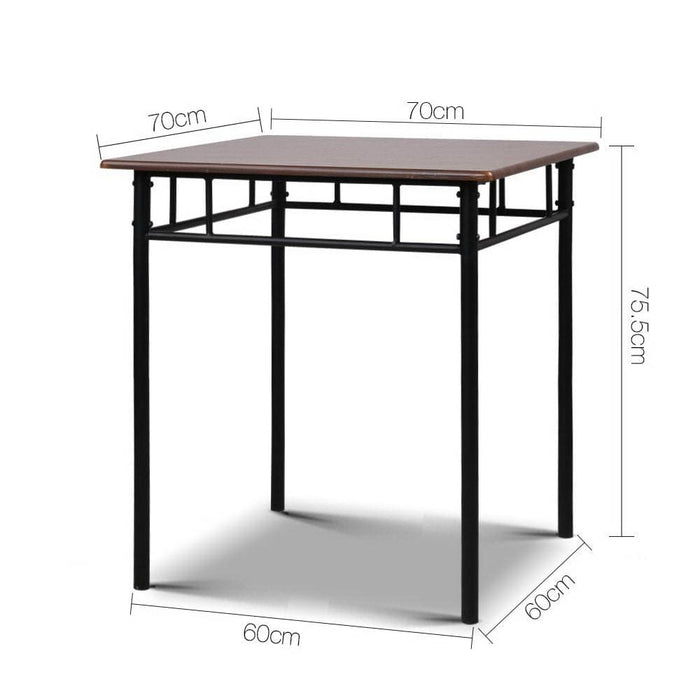 Artiss Metal Table And Chairs - Walnut & Black