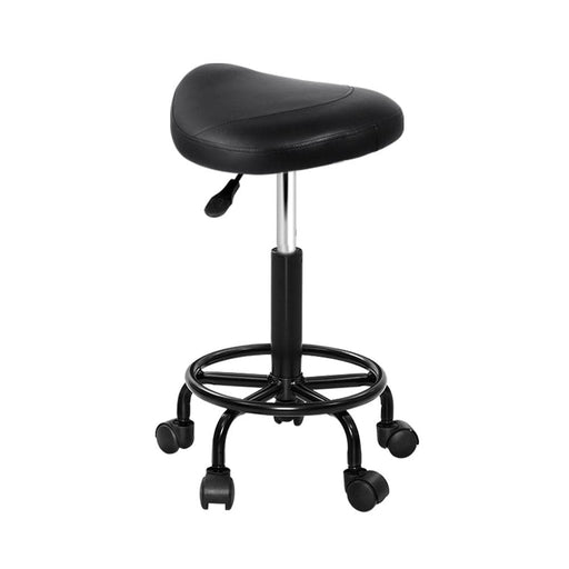 Artiss Saddle Stool Salon Chair Black Swivel Beauty Barber