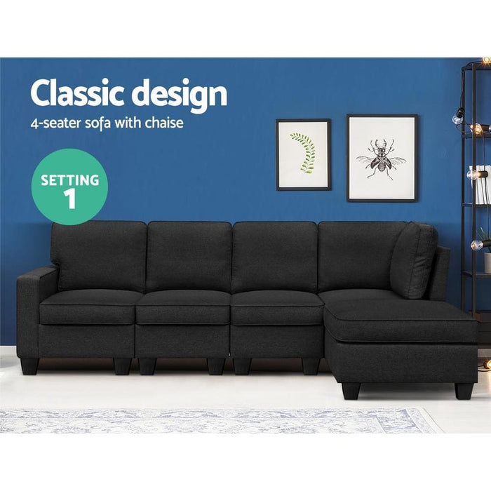 Artiss Sofa Lounge Set 5 Seater Modular Chaise Chair Suite