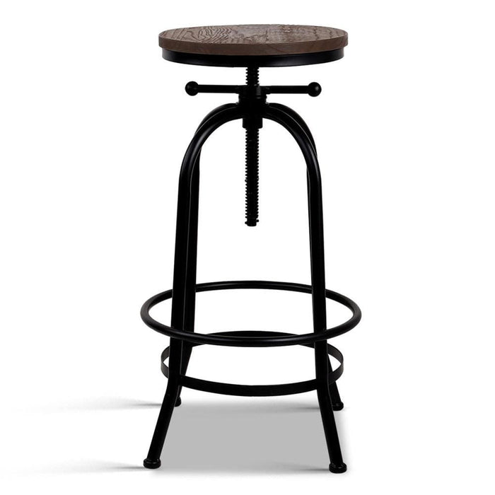 Artiss Bar Stool Industrial Round Seat Wood Metal - Black