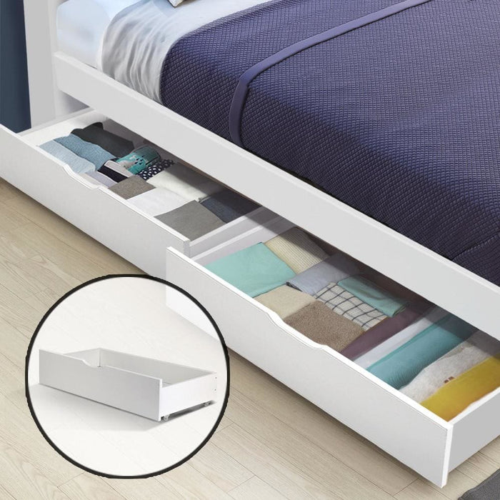 Artiss 2x Storage Drawers Trundle For Single Wooden Bed