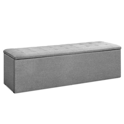 Artiss Storage Ottoman Blanket Box Grey Large Fabric Rest