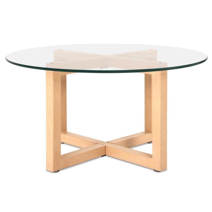 Nz Local Stock- Artiss Tempered Glass Round Coffee Table