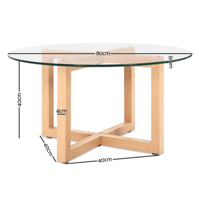 Nz Local Stock- Artiss Tempered Glass Round Coffee Table