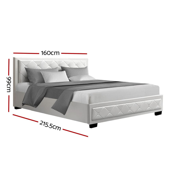 Artiss Tiyo Bed Frame Pu Leather Gas Lift Storage - White