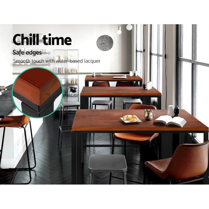 Artiss Vintage Bar Table Alex Retro Pine Wood Metal Frame