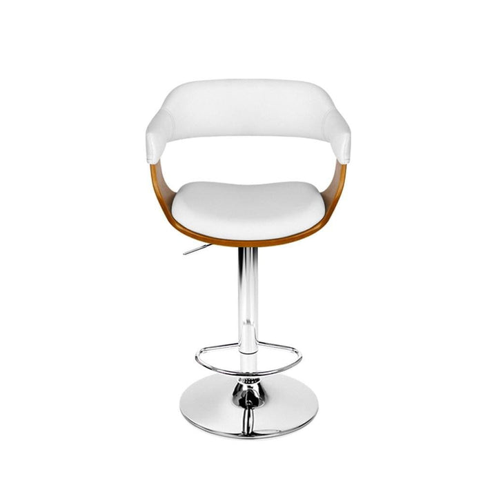 Artiss Wooden Pu Leather Bar Stool - White and Chrome