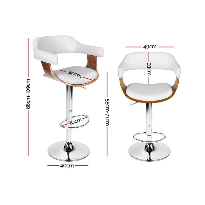Artiss Wooden Pu Leather Bar Stool - White and Chrome