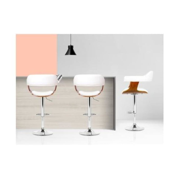 Artiss Wooden Pu Leather Bar Stool - White and Chrome