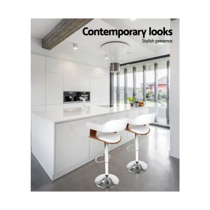 Artiss Wooden Pu Leather Bar Stool - White and Chrome