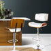 Artiss Wooden Gas Lift Bar Stool - White and Chrome